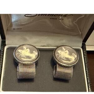 1969 Simmons Galloping Horses Incolay Cufflinks, In Original Box